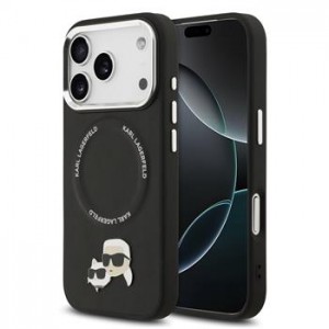 Karl Lagerfeld iPhone 17 Pro Max Hülle Case Karl Choupette Metall MagSafe Schwarz