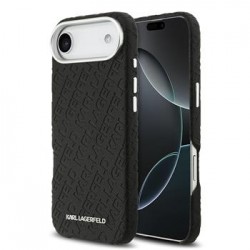 Karl Lagerfeld iPhone 17 Air Case Grained Repeated Logo MagSafe Black