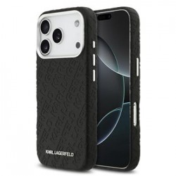 Karl Lagerfeld iPhone 17 Pro Hülle Case Grained Repeated Logo MagSafe Schwarz