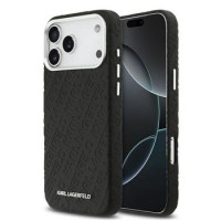 Karl Lagerfeld iPhone 17 Pro Max Hülle Case Grained Repeated Logo MagSafe Schwarz