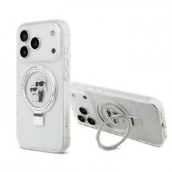 Karl Lagerfeld iPhone 17 Pro Case Ring Stand Karl Choupette MagSafe White