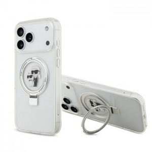 Karl Lagerfeld iPhone 17 Pro Max Hülle Case Ring Stand Karl Choupette MagSafe Weiß