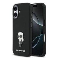 Karl Lagerfeld iPhone 17 Hülle Case Silikon Metal Ikonik Schwarz