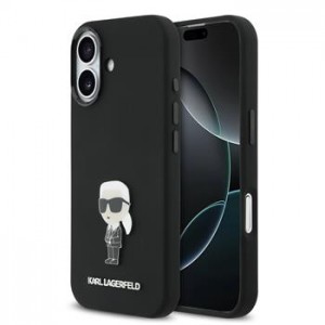 Karl Lagerfeld iPhone 17 Hülle Case Silikon Metal Ikonik Schwarz