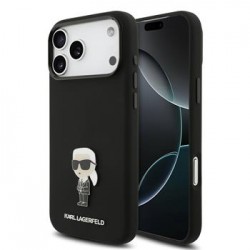 Karl Lagerfeld iPhone 17 Pro Max Hülle Case Silikon Metal Ikonik Schwarz