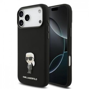 Karl Lagerfeld iPhone 17 Pro Max Hülle Case Silikon Metal Ikonik Schwarz