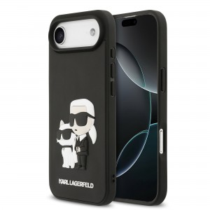 Karl Lagerfeld iPhone 17 Air Hülle Case 3D Rubber Karl Choupette Schwarz