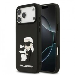Karl Lagerfeld iPhone 17 Pro Max Hülle Case 3D Rubber Karl Choupette Schwarz