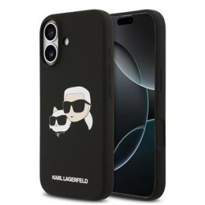 Karl Lagerfeld iPhone 17 Hülle Cse Silikon Double Heads MagSafe Schwarz