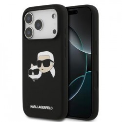 Karl Lagerfeld iPhone 17 Pro Case MagSafe Silicone Karl Choupette Heads Black