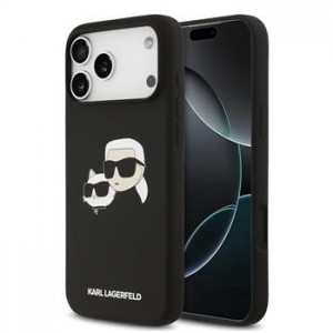 Karl Lagerfeld iPhone 17 Pro Max Hülle Cse Silikon Double Heads MagSafe Schwarz