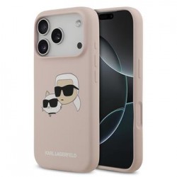 Karl Lagerfeld iPhone 17 Pro Case MagSafe Silicone Karl Choupette Heads Pink