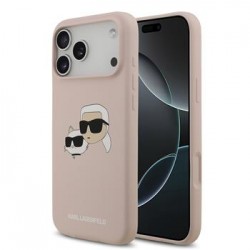 Karl Lagerfeld iPhone 17 Pro Max Hülle Case MagSafe Silikon Karl Choupette Heads Rosa