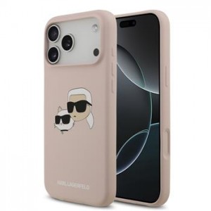 Karl Lagerfeld iPhone 17 Pro Max Hülle Case MagSafe Silikon Karl Choupette Heads Rosa