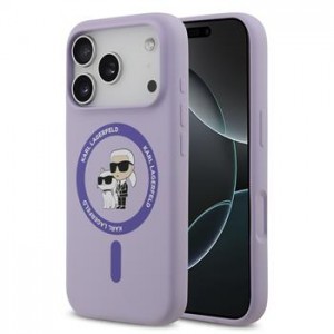 Karl Lagerfeld iPhone 17 Pro Hülle Case MagSafe Silikon Karl Choupette Violett