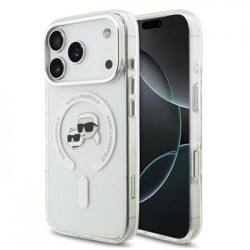 Karl Lagerfeld iPhone 17 Pro Hülle Case K&CH Heads Metal Frame MagSafe Transparent