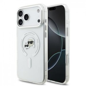 Karl Lagerfeld iPhone 17 Pro Max Hülle Case K&CH Heads Metal Frame MagSafe Transparent