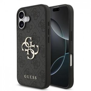 Guess iPhone 17 Hülle Case 4G Muster Metal Logo Grau
