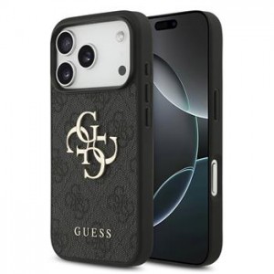 Guess iPhone 17 Pro Hülle Case 4G Muster Metal Logo Grau