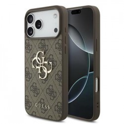Guess iPhone 17 Pro Max Hülle Case 4G Muster Metal Logo Braun