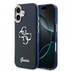 Guess iPhone 17 Hülle Case 4G Script Metal Logo Blau