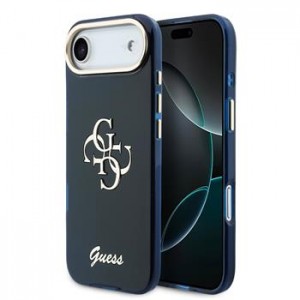 Guess iPhone 17 Air Hülle Case 4G Script Metal Logo Blau