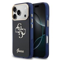 Guess iPhone 17 Pro Hülle Case 4G Script Metal Logo Blau