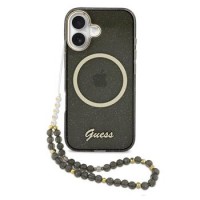 Guess iPhone 17 Hülle Case Glitter Script Strap MagSafe Schwarz