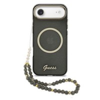 Guess iPhone 17 Air Hülle Case Glitter Script Strap MagSafe Schwarz