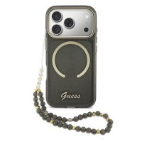 Guess iPhone 17 Pro Hülle Case Glitter Script Strap MagSafe Schwarz