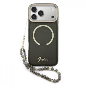 Guess iPhone 17 Pro Max Hülle Case Glitter Script Strap MagSafe Schwarz
