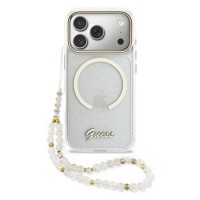 Guess iPhone 17 Pro Max Hülle Case Glitter Script Strap MagSafe Transparent