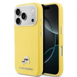 Karl Lagerfeld iPhone 17 Pro Max Hülle Case Karl Choupette Metal Pins MagSafe Gelb