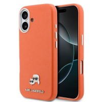 Karl Lagerfeld iPhone 17 Hülle Case Karl Choupette Metal Pins MagSafe Orange