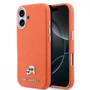 Karl Lagerfeld iPhone 17 Hülle Case Karl Choupette Metal Pins MagSafe Orange
