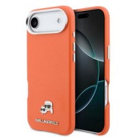 Karl Lagerfeld iPhone 17 Air Hülle Case Karl Choupette Metal Pins MagSafe Orange