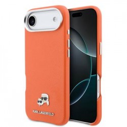 Karl Lagerfeld iPhone 17 Air Hülle Case Karl Choupette Metal Pins MagSafe Orange
