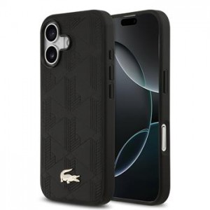 Lacoste iPhone 17 Hülle Case Nomogramme Gold Logo MagSafe Schwarz