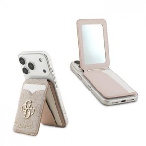 Guess MagSafe Card Slot Wallet with Stand and Mirror, Pink