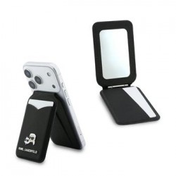 Karl Lagerfeld MagSafe Wallet with Mirror, Card Slot, and Stand, Black