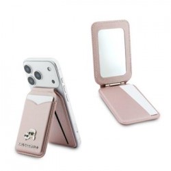 Karl Lagerfeld MagSafe Wallet with Mirror, Card Slot, and Stand, Pink