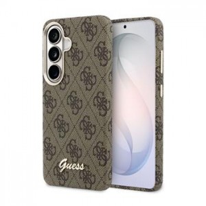Guess Samsung S26 Hülle Case 4G Script Metal Logo Magnetic Braun