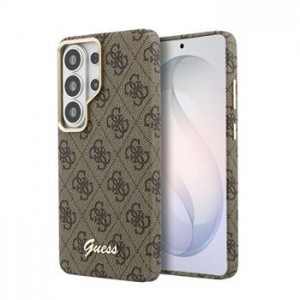 Guess Samsung S26 Ultra Hülle Case 4G Script Metal Logo Magnetic Braun