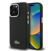 Lacoste iPhone 16 Pro Hülle Case MagSafe Iconic Metal Frame Schwarz