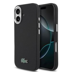 Lacoste iPhone 16 Case MagSafe Iconic Metal Frame Black