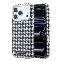 Karl Lagerfeld iPhone 17 Pro Hülle Case MagSafe Houndstooth Resin Plate Schwarz