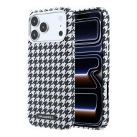 Karl Lagerfeld iPhone 17 Pro Max Hülle Case MagSafe Houndstooth Resin Plate Schwarz