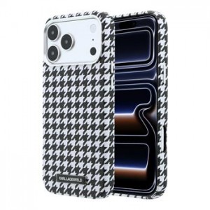 Karl Lagerfeld iPhone 17 Pro Max Hülle Case MagSafe Houndstooth Resin Plate Schwarz