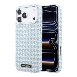 Karl Lagerfeld iPhone 17 Pro Max Hülle Case MagSafe Houndstooth Resin Plate Blau
