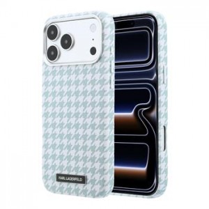 Karl Lagerfeld iPhone 17 Pro Max Hülle Case MagSafe Houndstooth Resin Plate Blau